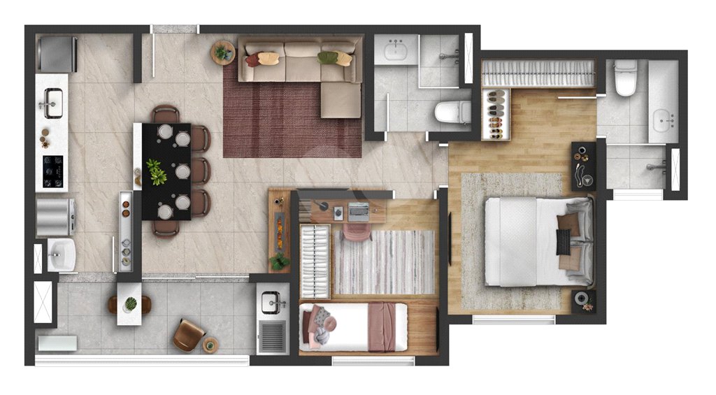 Apartamento à venda com 2 quartos, sendo 1 suíte, em Vila Espírito Santo, Sorocaba, SP