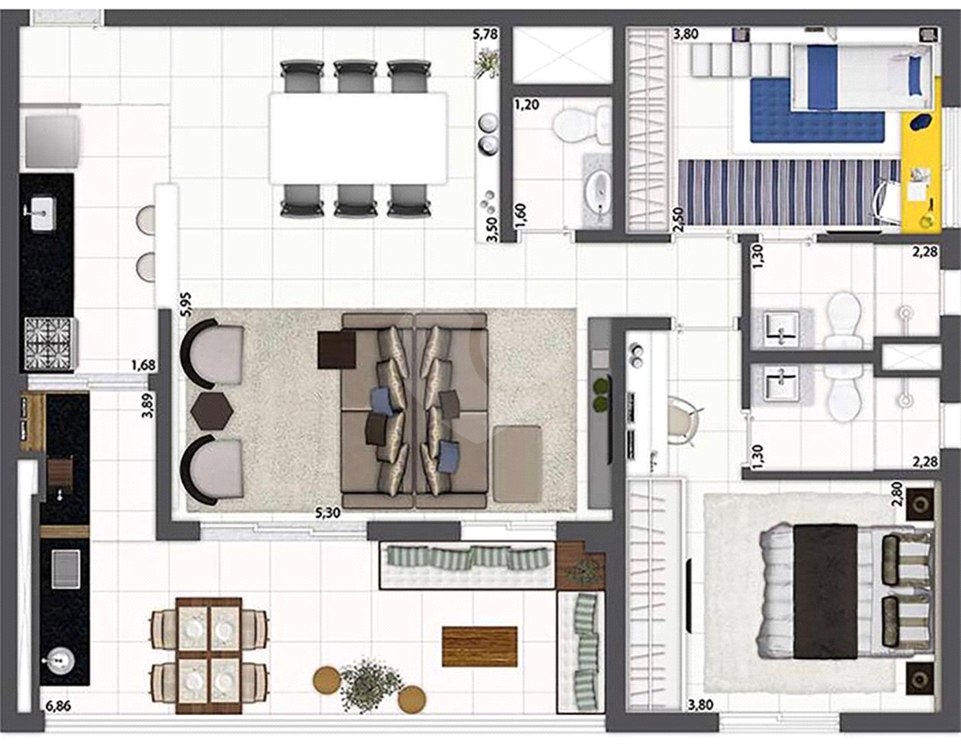 Apartamento à venda com 2 suítes em Jardim Sul, São Paulo, SP