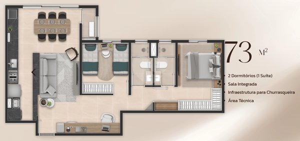 Apartamento 73m² 2