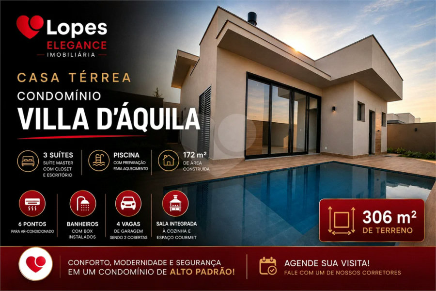 Casa à venda com 3 suítes no condomínio Villa D'aquila, Piracicaba - SP