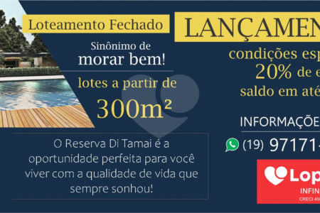 Terreno à venda no condomínio Residencial DI Tamai, Louveira - SP