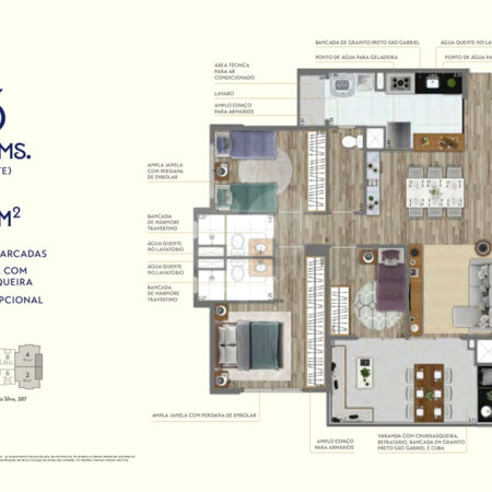 91m² - 3 dorm - 2 vagas