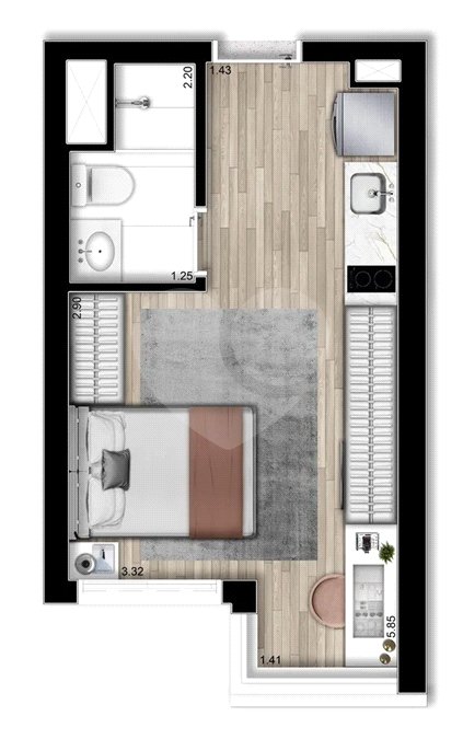 Apartamento à venda com 1 quarto em Perdizes, São Paulo, SP