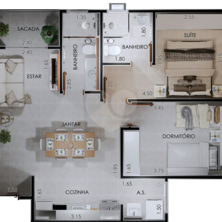 Apartamento à venda com 2 quartos, sendo 1 suíte, no Centro, Porto Feliz, SP