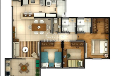 Apartamento à venda com 3 quartos, sendo 1 suíte, em Parque Campolim, Sorocaba, SP