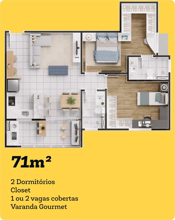 Apartamento à venda com 2 quartos, sendo 1 suíte, em Parque Campolim, Sorocaba, SP