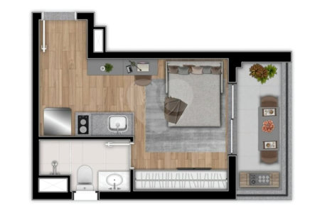 Apartamento à venda com 1 quarto em Brooklin Paulista, São Paulo, SP