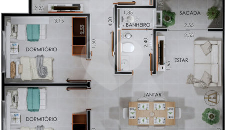 Apartamento à venda com 2 quartos, sendo 1 suíte,  no Centro, Porto Feliz, SP