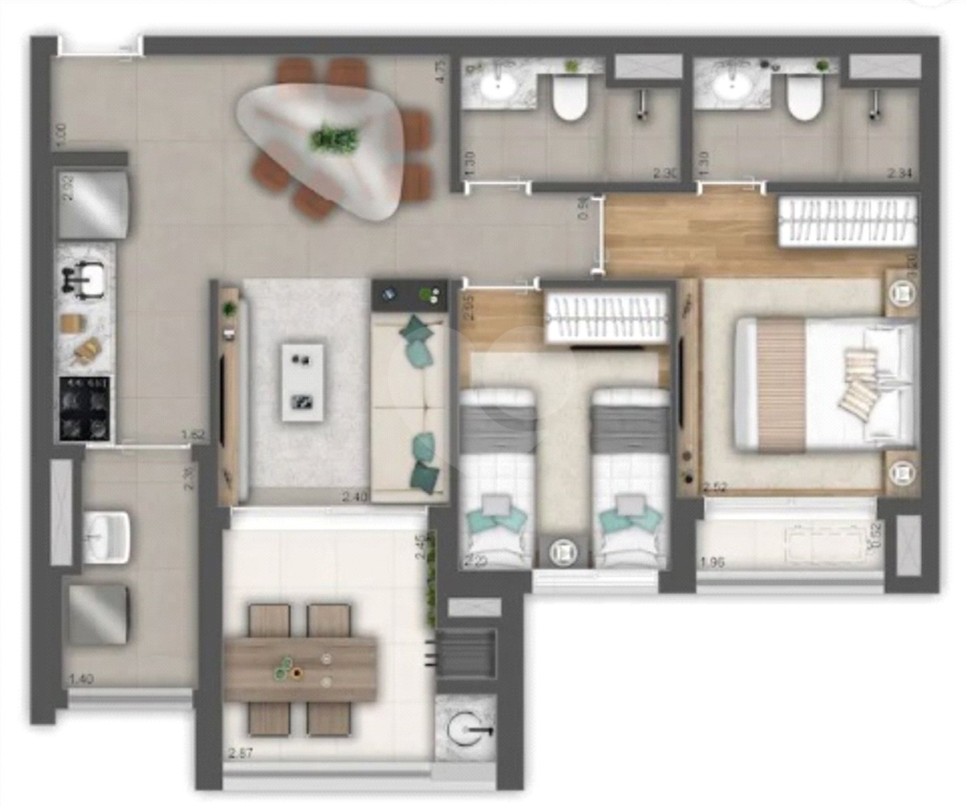 Apartamento à venda com 2 quartos, sendo 1 suíte, em Brooklin Novo, São Paulo, SP