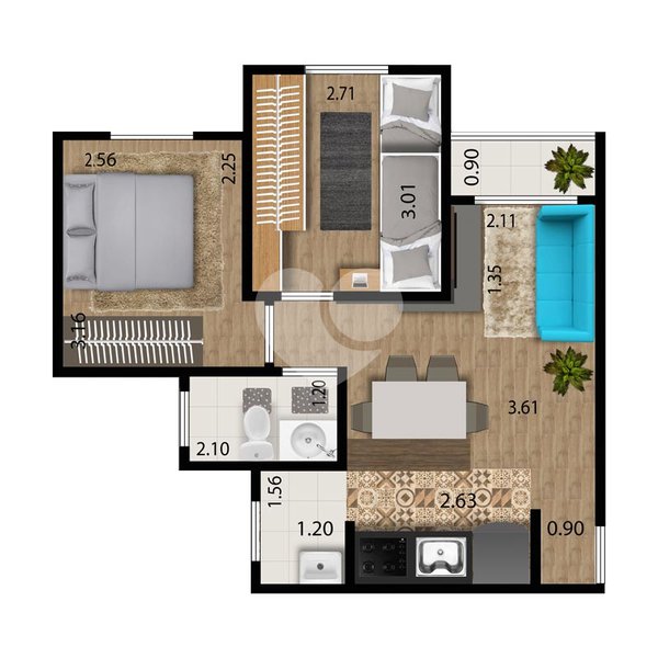 Apartamento 47m² 1