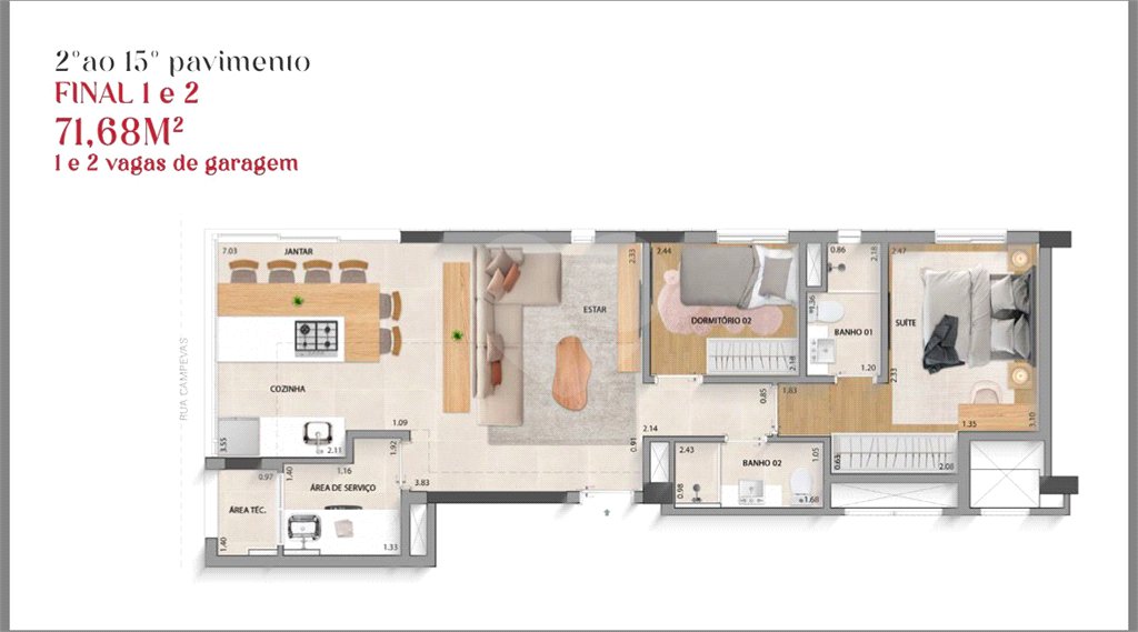 Apartamento à venda com 2 quartos, sendo 1 suíte, em Perdizes, São Paulo, SP