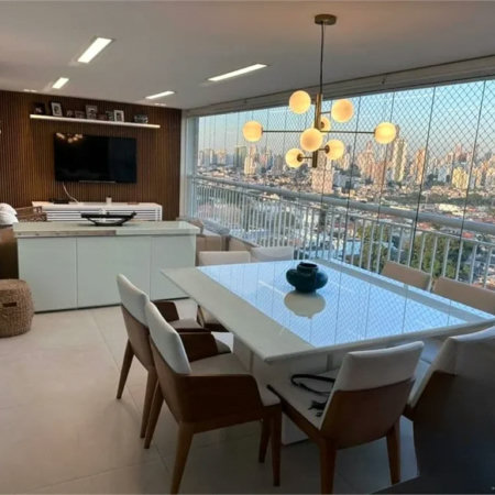 Aptº venda Mooca, 149m², andar alto, 4 dorms, 3 suítes, 2 vagas, varanda gourmet, ar condicionado.