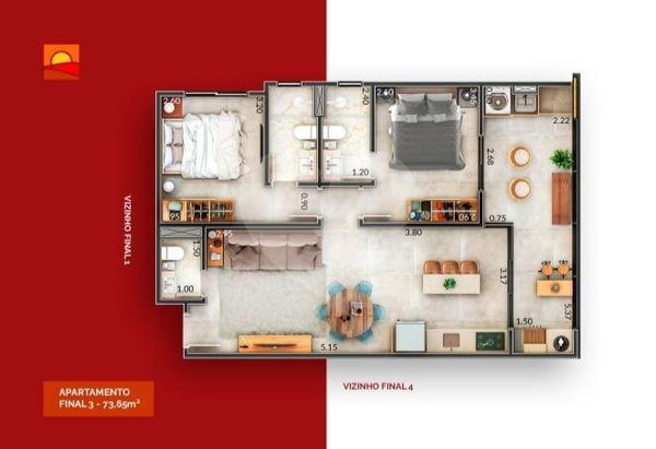 Apartamento 73m² 2