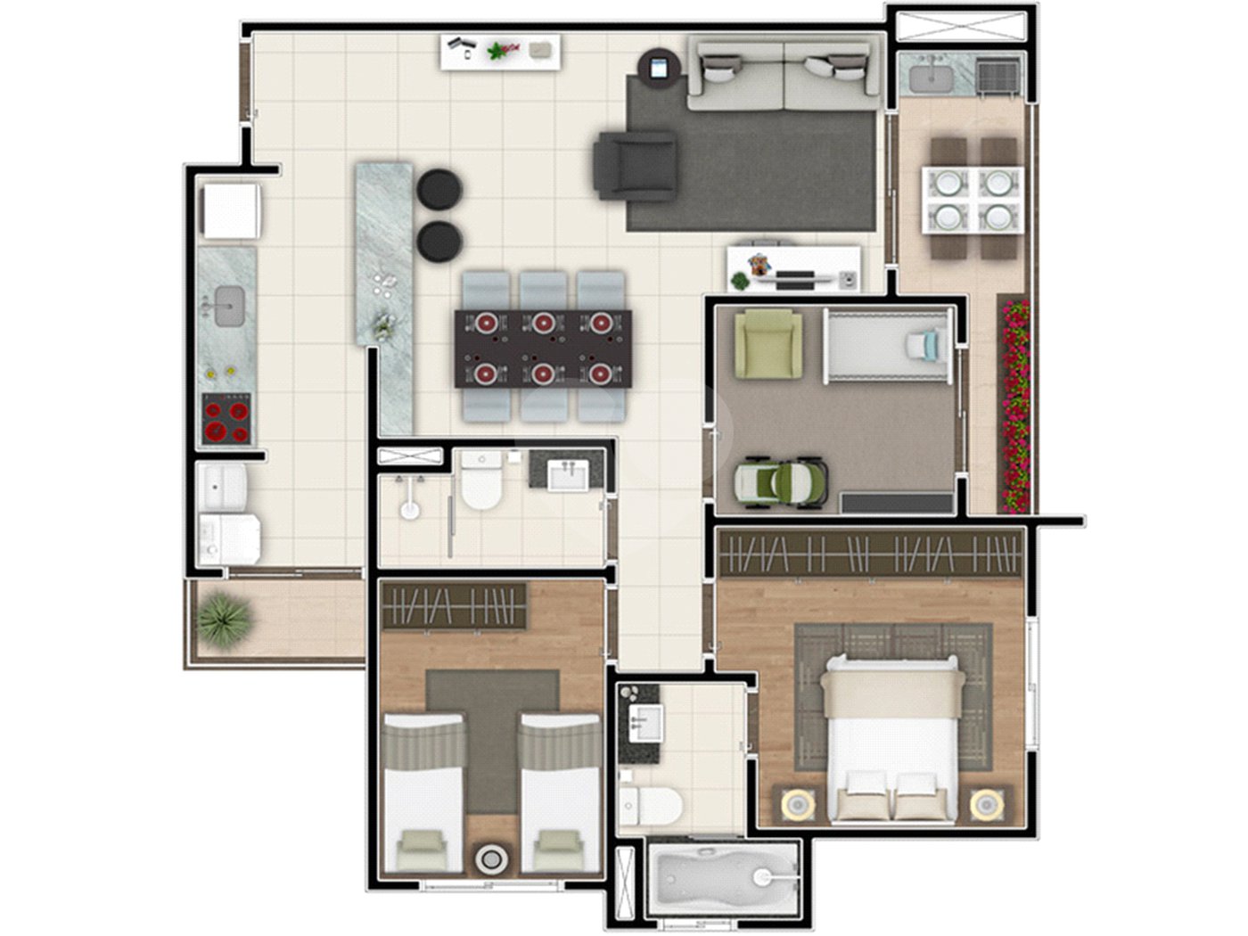 Apartamento à venda com 3 quartos, sendo 1 suíte, em Parque Campolim, Sorocaba, SP