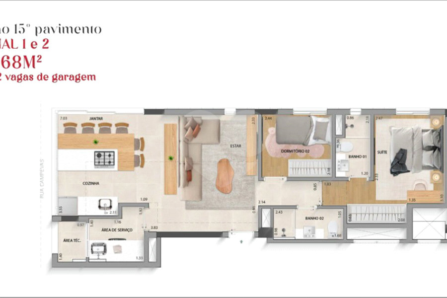 Apartamento à venda com 2 quartos, sendo 1 suíte, em Perdizes, São Paulo, SP