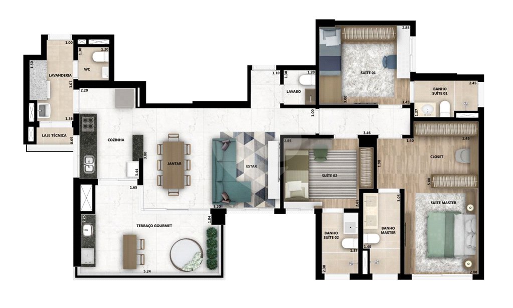 Apartamento à venda com 3 quartos, sendo 1 suíte, em Parque Campolim, Sorocaba, SP