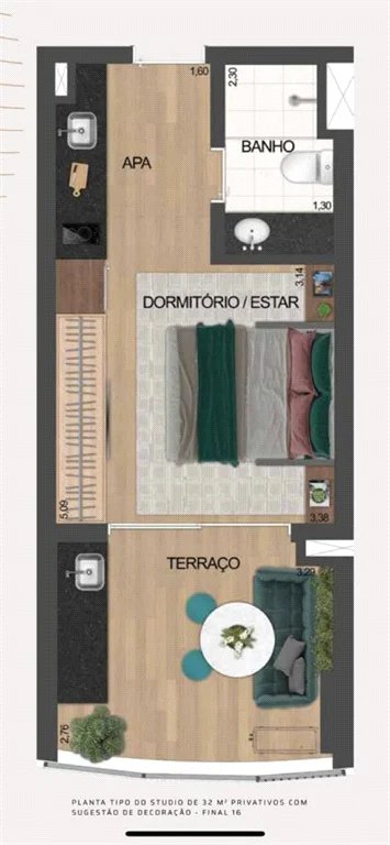 Studio à venda com 1 quarto em Santo Amaro, São Paulo, SP