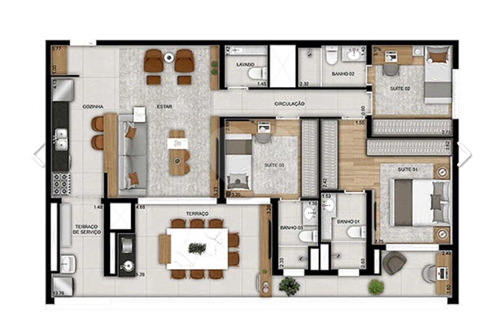 Apartamento em construção de 125m2, 3 suítes na Padre Adelino