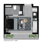Studio de 28m2 mobiliado com sacada à venda na Bela Vista