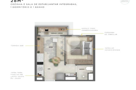 Apartamento à venda com 1 quarto em Pinheiros, São Paulo, SP