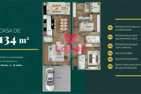 Casa à venda com 3 quartos, sendo 1 suíte, no condomínio Bosque Urbanova, São José dos Campos - SP