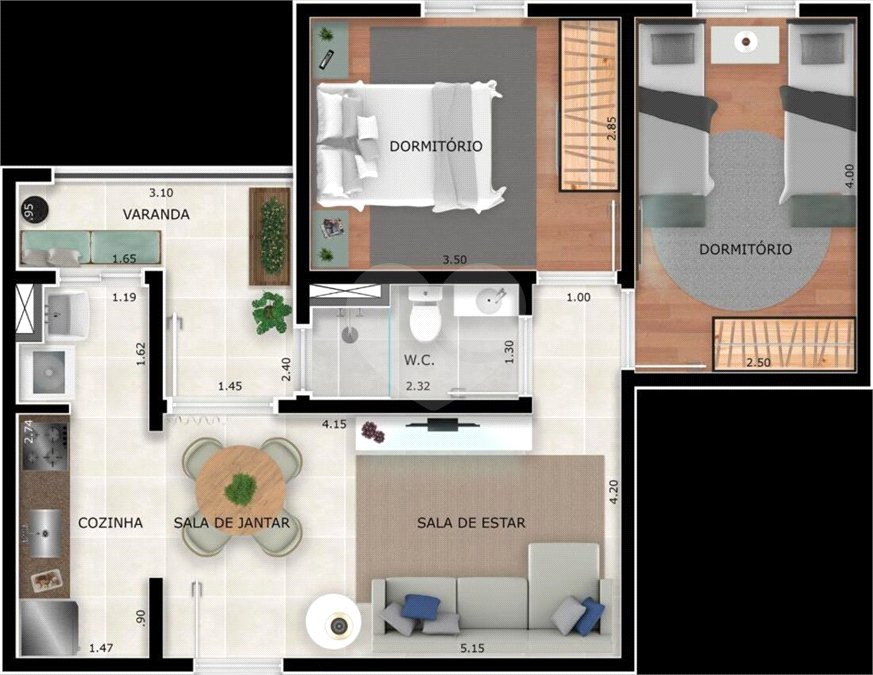 Apartamento à venda com 2 quartos em Horto Florestal, Jundiaí, SP
