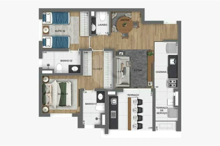 Apartamento à venda com 2 suítes em Indianópolis, São Paulo, SP