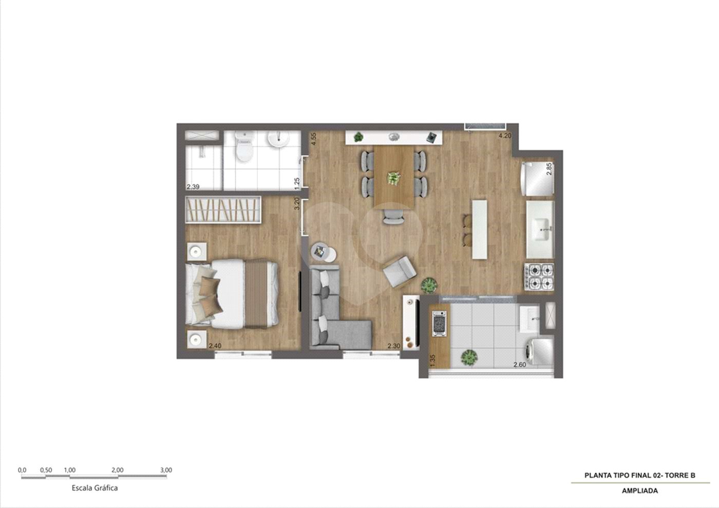 Apartamento à venda com 2 quartos, sendo 1 suíte, em Campo Grande, São Paulo, SP