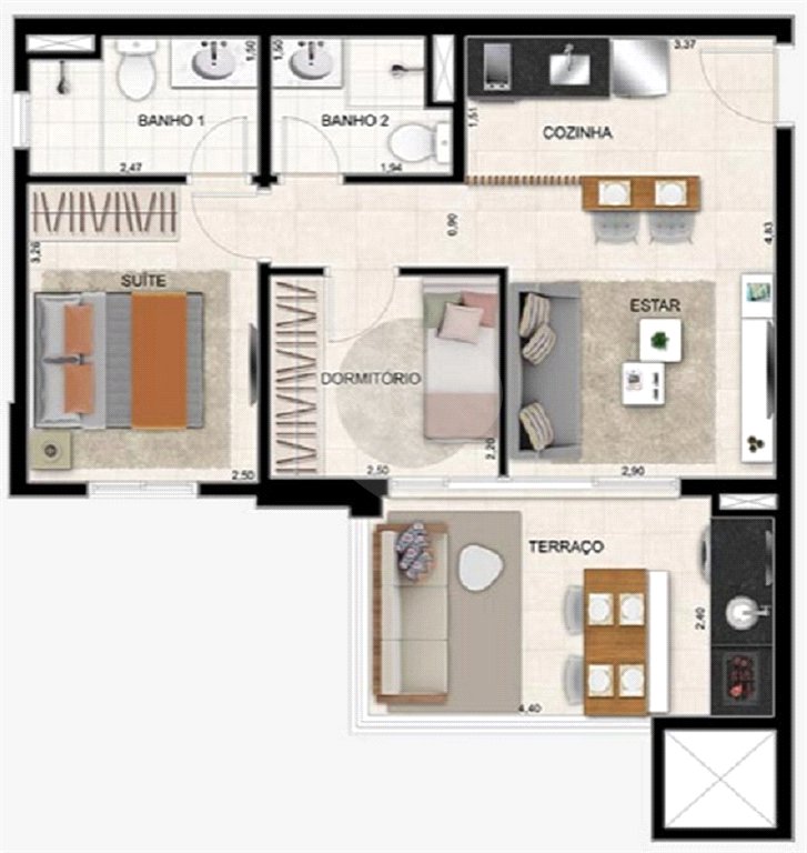 Apartamento à venda com 2 quartos, sendo 1 suíte,  em Jardim Flor da Montanha, Guarulhos, SP