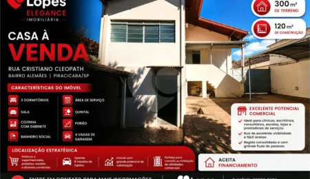 Casa à venda com 3 quartos em Alemães, Piracicaba, SP