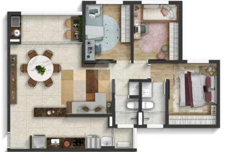 Apartamento à venda com 2 quartos, sendo 1 suíte, em Vila Espírito Santo, Sorocaba, SP