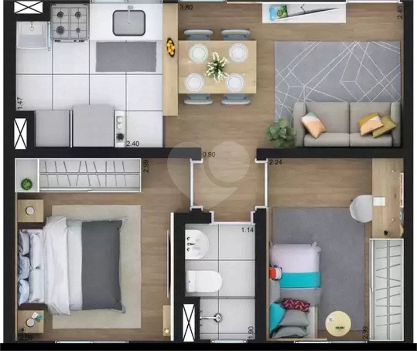 Apartamento 2 dorm. Cond. Allegro.