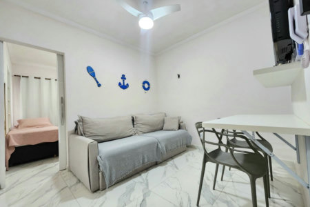 Apartamento mobiliado próximo da praia com 1 dormitório à venda, 32 m² por R$ 390.000 - Embaré - Santos/SP