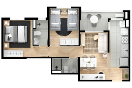 Apartamento para alugar com 2 quartos, sendo 1 suíte,  em Vila Oliveira, Mogi das Cruzes, SP