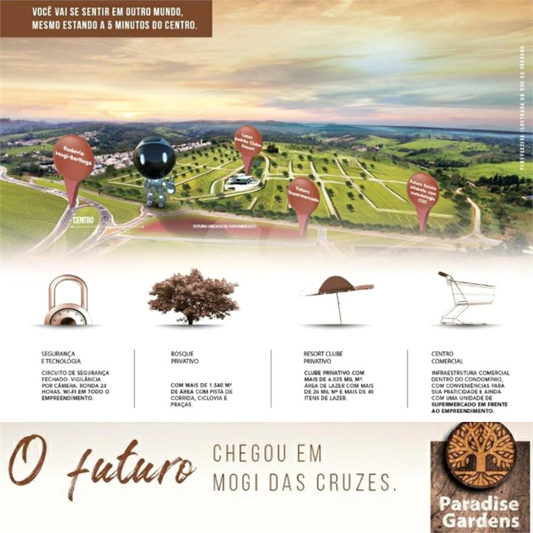 Terreno à venda no condomínio Paradise Garden, Mogi das Cruzes - SP