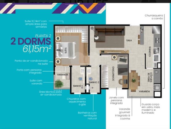 Apartamento 61m² 2