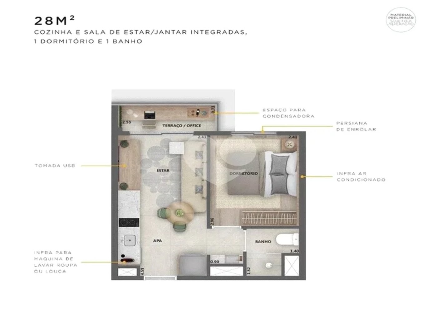 Apartamento à venda com 1 quarto em Pinheiros, São Paulo, SP