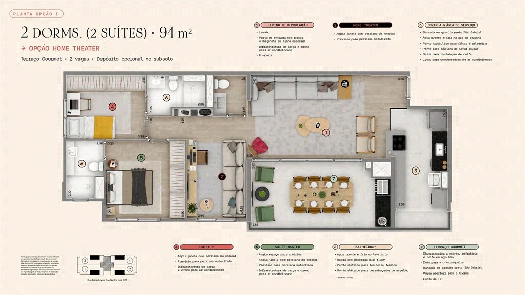 Apartamento à venda com 2 quartos, sendo 3 suítes, em Vila Andrade, São Paulo, SP