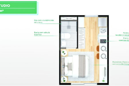 Studio mobiliado a venda no Ipiranda com 1 dormitorio e lazer.
