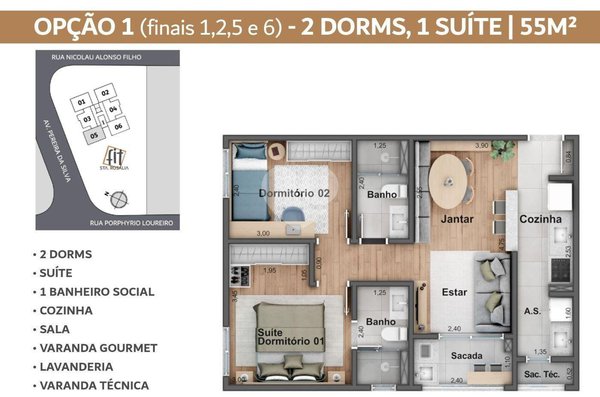 Apartamento 55m² 1