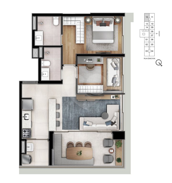 Apartamento à venda com 2 quartos, sendo 1 suíte,  em Vila São Francisco (zona Sul), São Paulo, SP