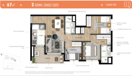 Apartamento à venda com 3 quartos, sendo 1 suíte,  em Vila Anastácio, São Paulo, SP