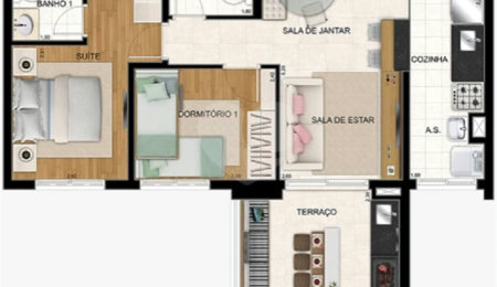 Apartamento à venda com 2 quartos, sendo 1 suíte,  em Jardim Flor da Montanha, Guarulhos, SP