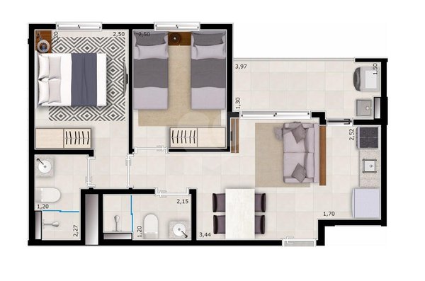 Apartamento 49m² 2