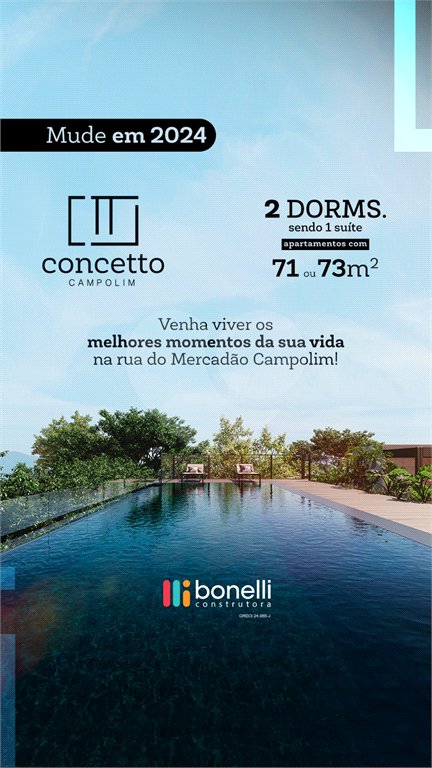 Apartamento à venda com 2 quartos, sendo 1 suíte, em Parque Campolim, Sorocaba, SP