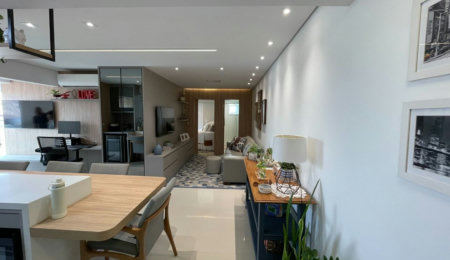 Apartamento 1 suíte com closet, 1 vaga demarcada, Embaré, Santos