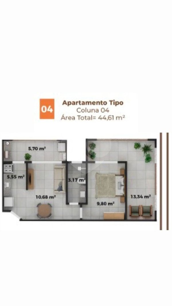 Apartamento 44m² 2