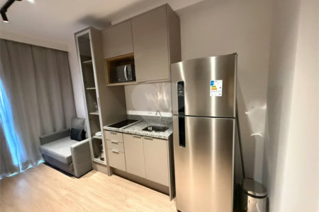 Studio HIS2 mobiliado 38m² na Liberdade, lazer completo, pronto para morar.