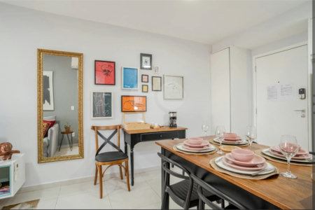 Pratico e moderno apartamento mobiliado de 45 m2 na Bela Vista