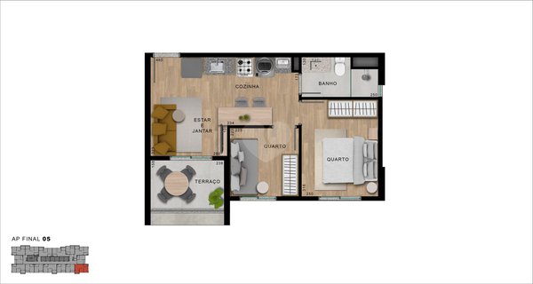 Planta Apartamento 38m²